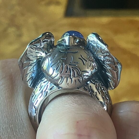 Natural Tanzanite Sterling Silver Cocktail Ring Size 7 - Picture 4 of 9
